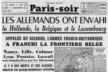 11 mai 1940 — La Une de Paris-Soir (Domaine public).