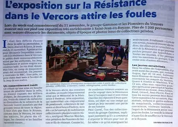 Exposition Résistance Vercors-Royans - 11, 12 et 13 novembre 2022