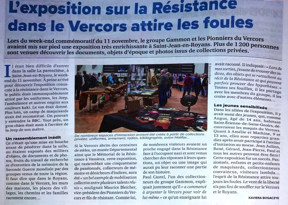Exposition Résistance Vercors-Royans - 11, 12 et 13 novembre 2022
